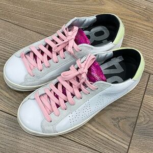 P448 White, Pink, Blue, & Green Sneakers